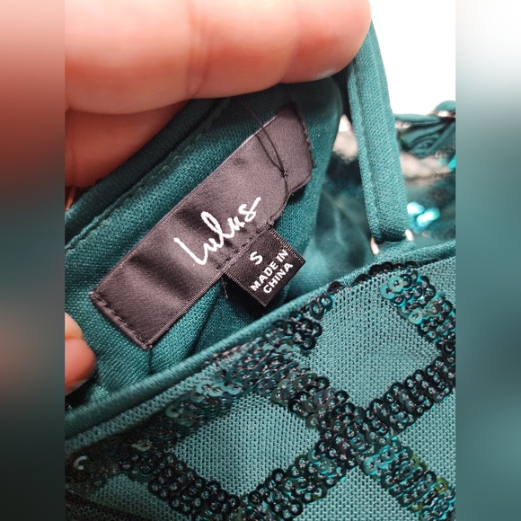 Lulus Stop and Glow Emerald Green Sequin Cowl Neck Maxi Dress S Wedding Party - Picture 12 of 12